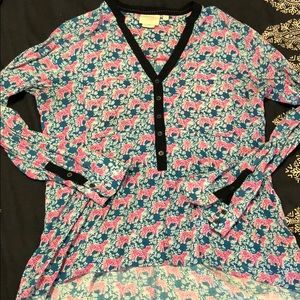 Super cute tiger print blouse with black trim